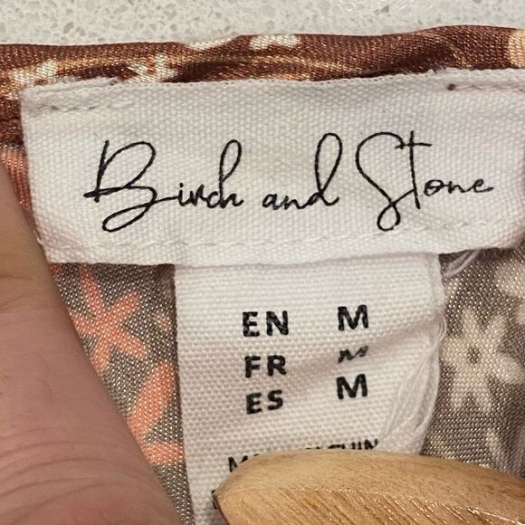 Birch And Stone Satiny Slip Rust Orange Ditsy Star Cami Mini Slip Dress - Picture 9 of 9